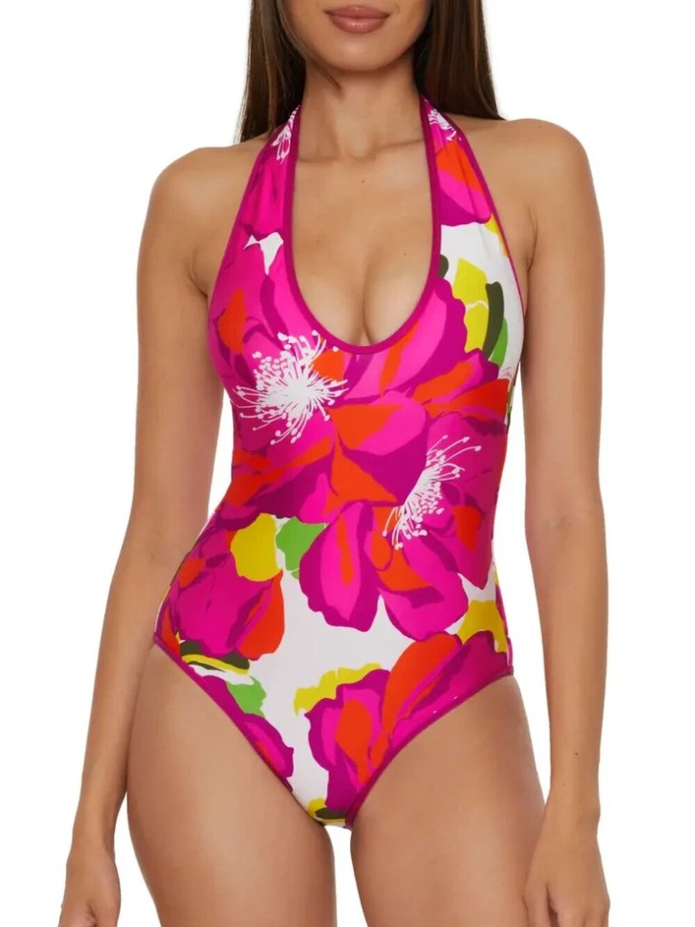 NWT Trina Turk Womens Standard Bloom Reversible One Piece Swimsuit Plunge Neck 8